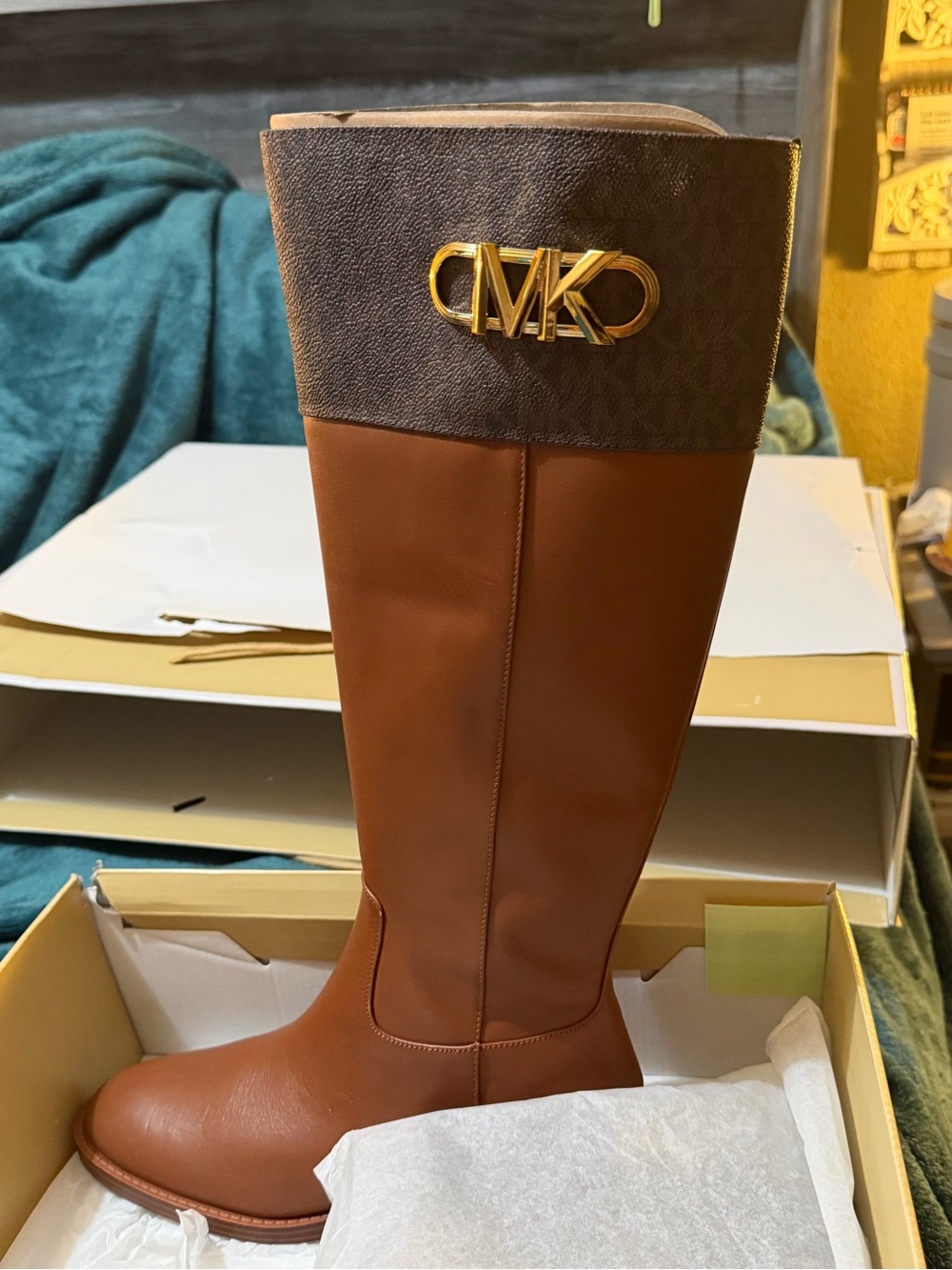 Michael Kors Brown Tall Logo-Accent Riding Boots